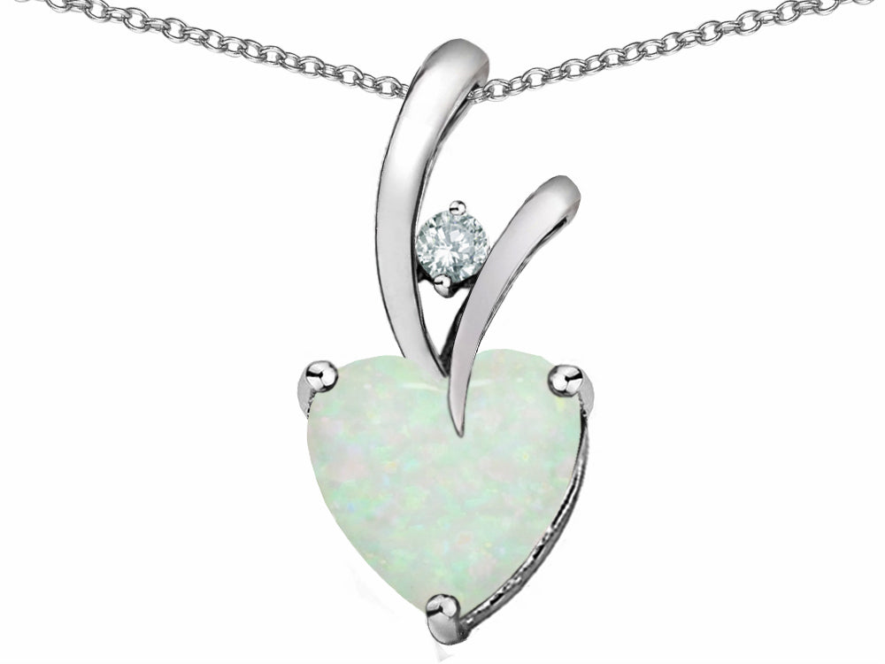 Star K™ 8mm Heart Shape White Created Opal and Cubic Zirconia Endless Love Pendant Necklace
