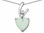 Star K™ 8mm Heart Shape White Created Opal and Cubic Zirconia Endless Love Pendant Necklace