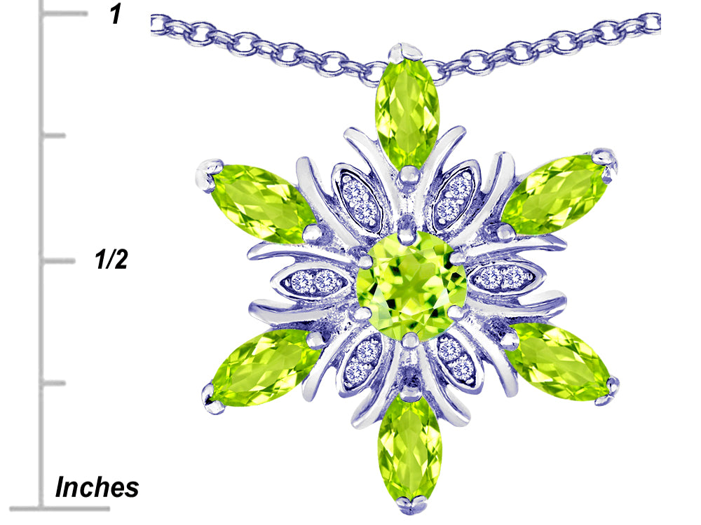 Star K™ Simulated Peridot and Cubic Zirconia Snowflake Pendant Necklace