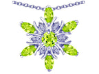 Star K™ Simulated Peridot and Cubic Zirconia Snowflake Pendant Necklace