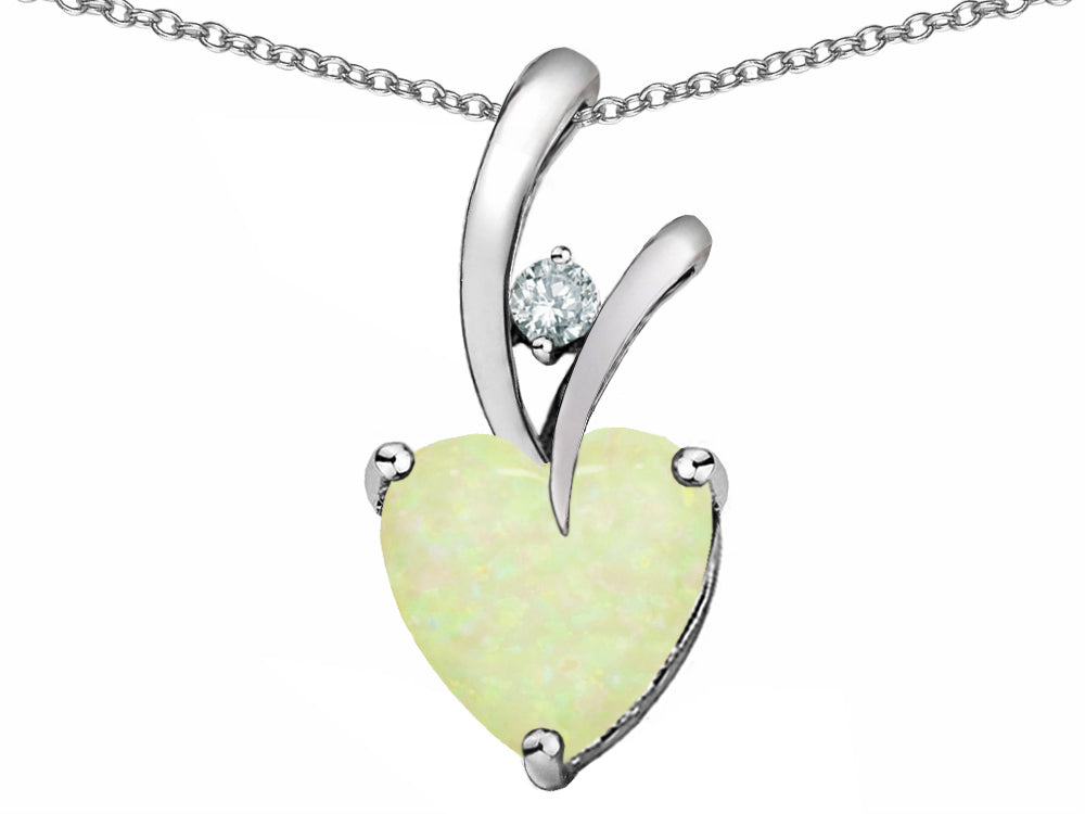 Star K™ 8mm Heart Shape Simulated Opal Endless Love Pendant Necklace