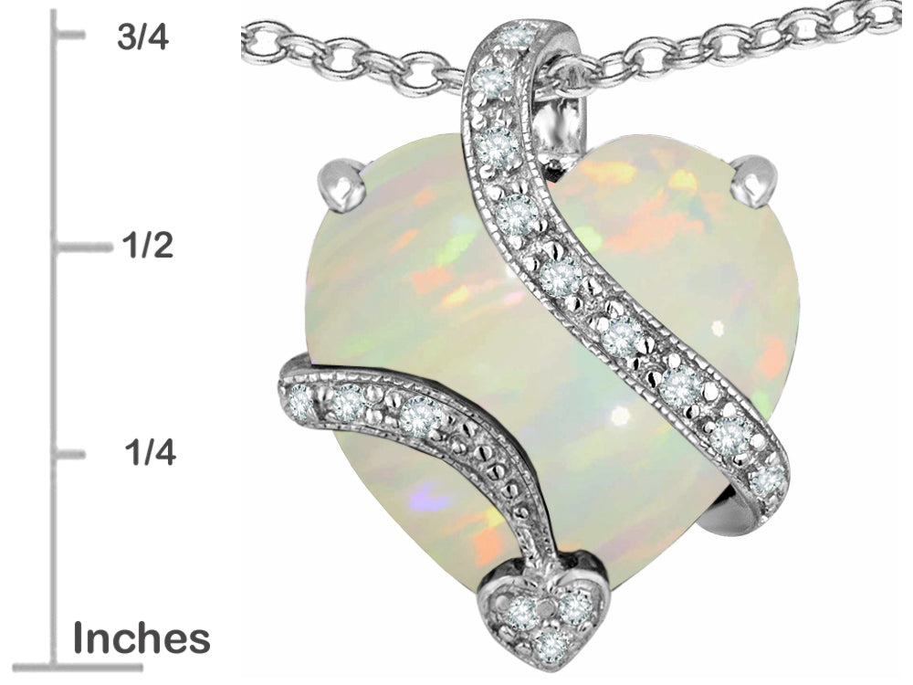 Star K™ Large 15mm Heart Shape Simulated Opal Love Pendant Necklace
