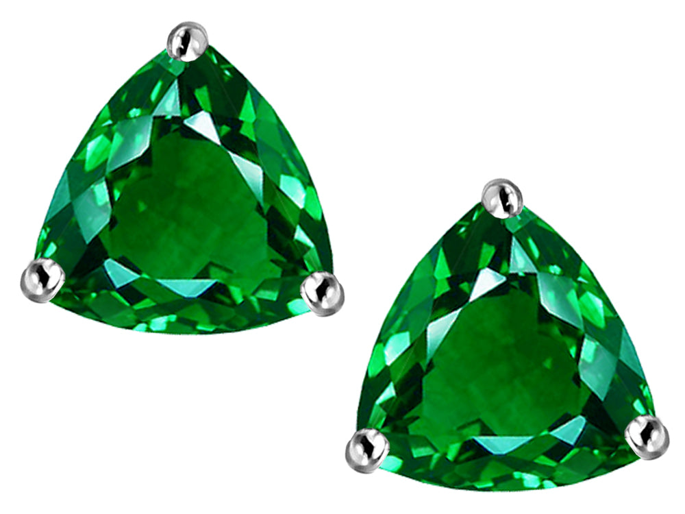 Star K™ Trillion 7mm Simulated Emerald Earrings Studs