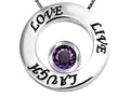 Star K™ Live/Love/Laugh Circle of Life Pendant Necklace with Birth Month Round Simulated Alexandrite