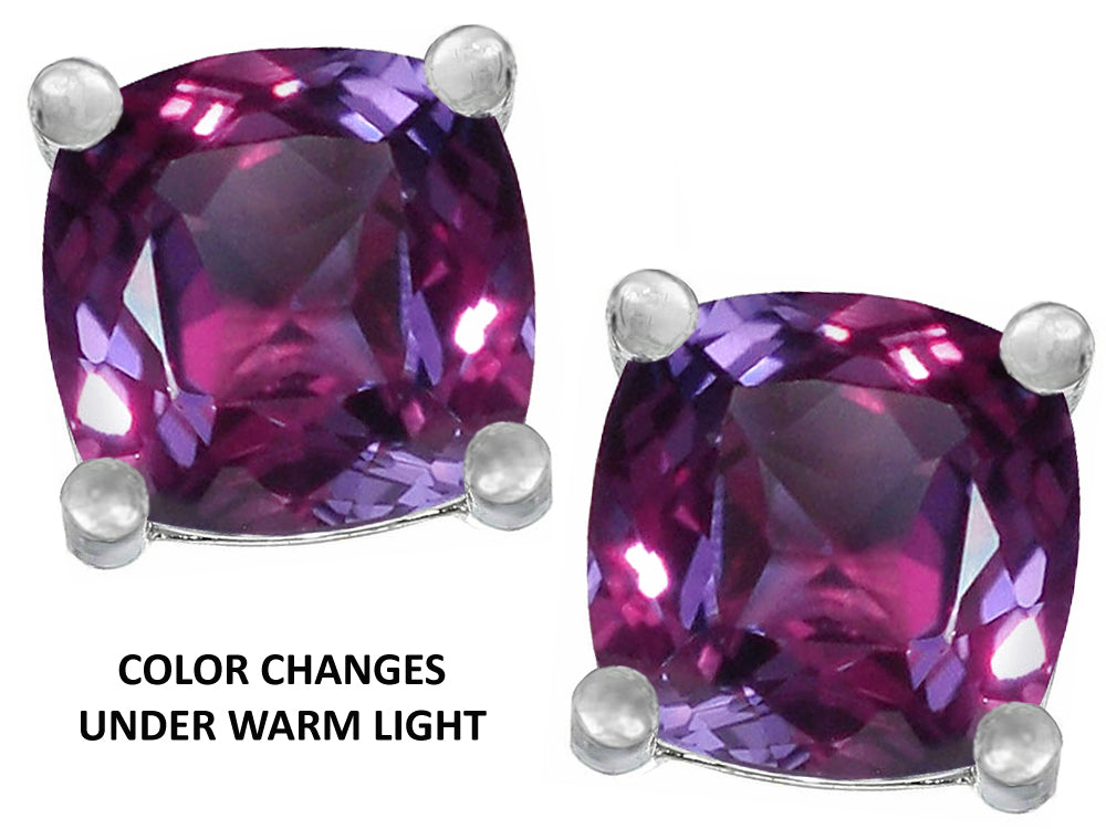 Star K™ Cushion-Cut 7mm Simulated Alexandrite Earrings Studs