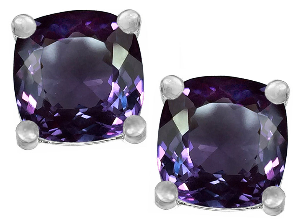 Star K™ Cushion-Cut 7mm Simulated Alexandrite Earrings Studs