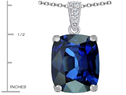 Star K™ Large 12x10mm Cushion-Cut Simulated Sapphire Pendant Necklace
