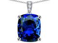 Star K™ Large 12x10mm Cushion-Cut Simulated Sapphire Pendant Necklace
