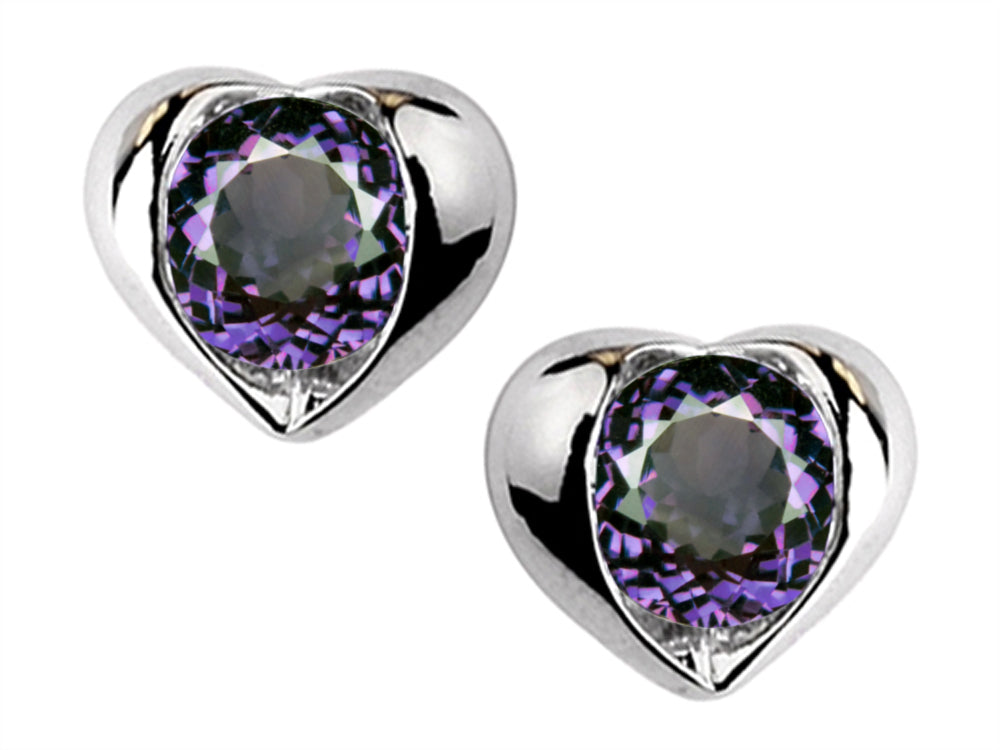Star K™ Round 6mm Simulated Alexandrite Heart Earrings