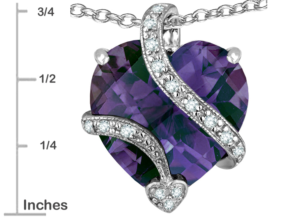 Star K™ Large 15mm Heart Shape Simulated Alexandrite Love Pendant Necklace