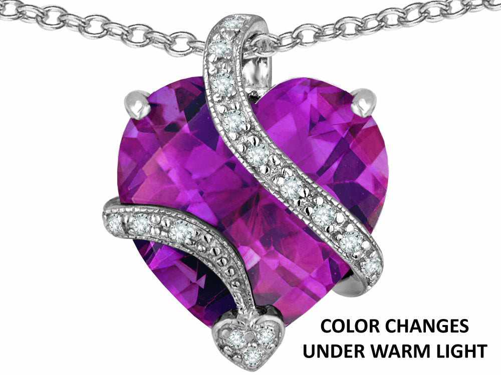 Star K™ Large 15mm Heart Shape Simulated Alexandrite Love Pendant Necklace