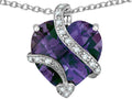 Star K™ Large 15mm Heart Shape Simulated Alexandrite Love Pendant Necklace