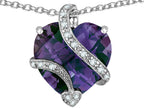 Star K™ Large 15mm Heart Shape Simulated Alexandrite Love Pendant Necklace