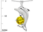 Star K™ Round 7mm Simulated Citrine Good Luck Dolphin Pendant Necklace