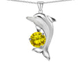 Star K™ Round 7mm Simulated Citrine Good Luck Dolphin Pendant Necklace