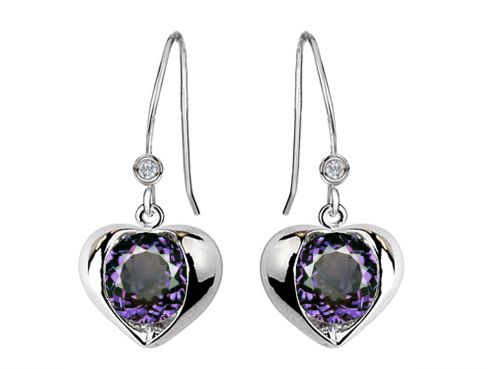 Star K™ Round 6mm Simulated Alexandrite Heart Hook Earrings
