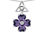 Star K™ Lucky Shamrock Celtic Knot Made with Heart 6mm Simulated Alexandrite Pendant Necklace