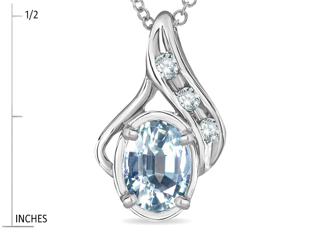 Star K™ Oval 7x5mm Genuine Aquamarine Pendant Necklace