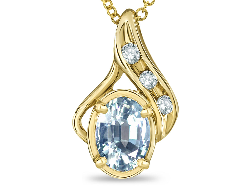 Star K™ Oval 7x5mm Genuine Aquamarine Pendant Necklace