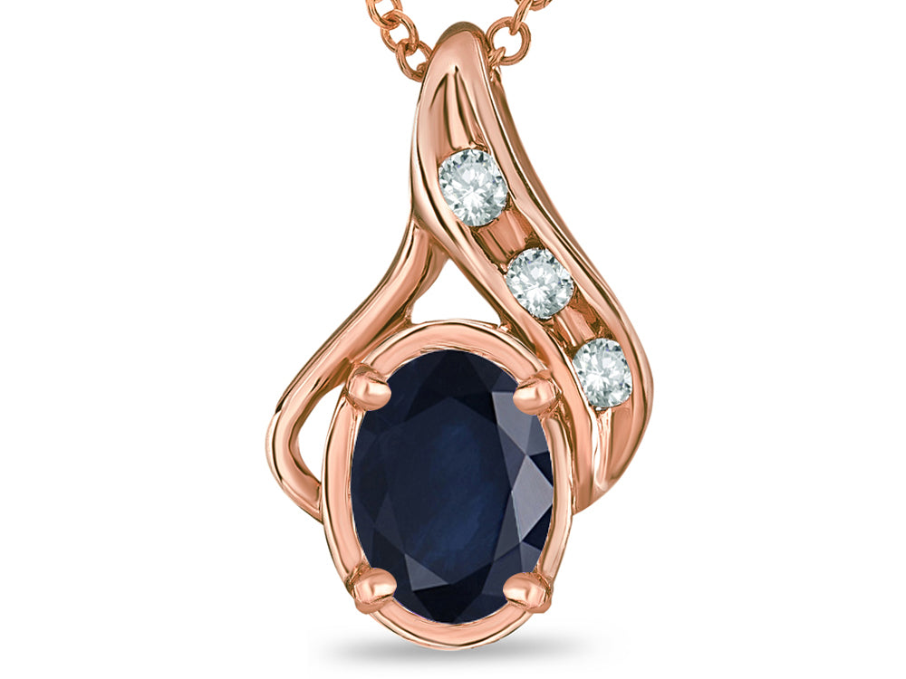 Star K™ Oval 7x5mm Genuine Black Sapphire Pendant Necklace
