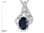 Star K™ Oval 7x5mm Genuine Black Sapphire Pendant Necklace