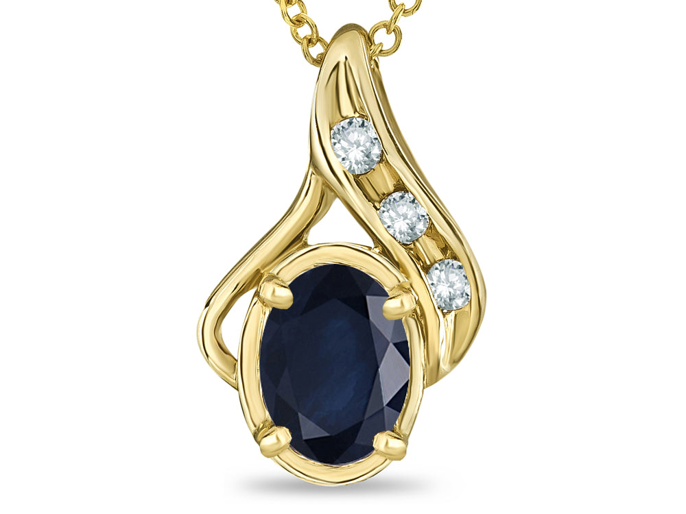 Star K™ Oval 7x5mm Genuine Black Sapphire Pendant Necklace