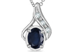 Star K™ Oval 7x5mm Genuine Black Sapphire Pendant Necklace