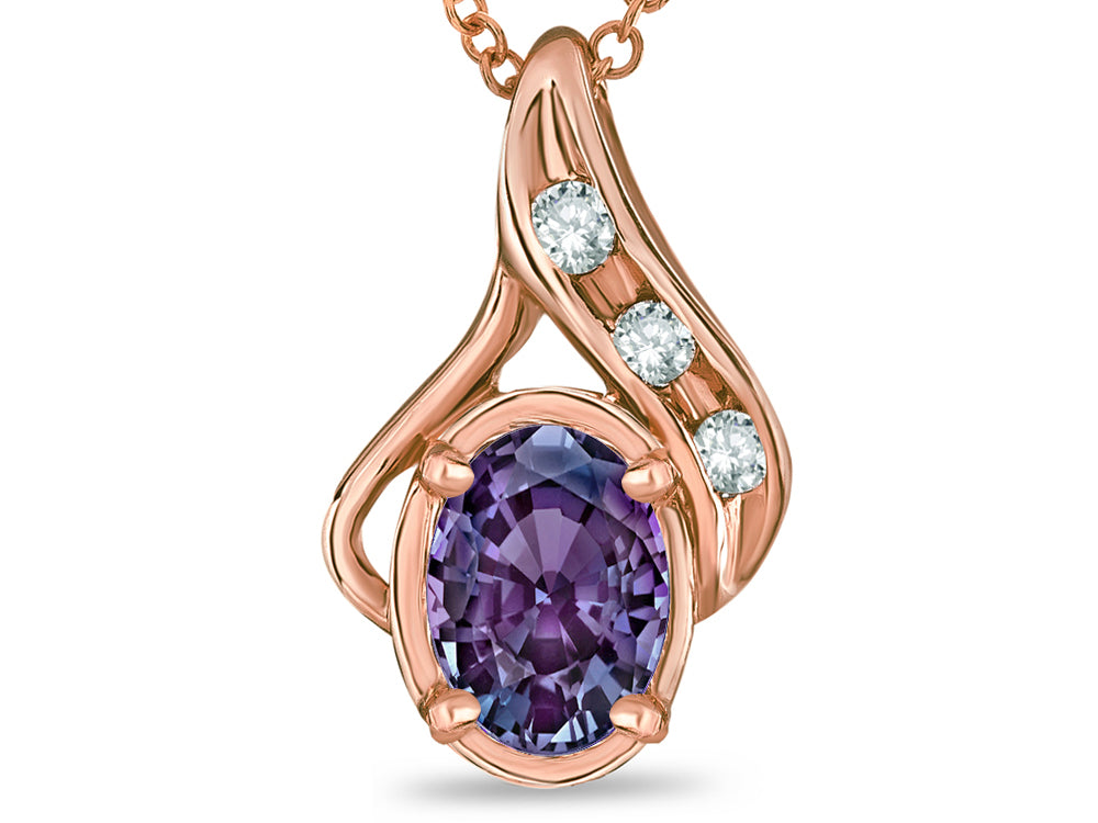 Star K™ Oval 7x5mm Simulated Alexandrite Pendant Necklace