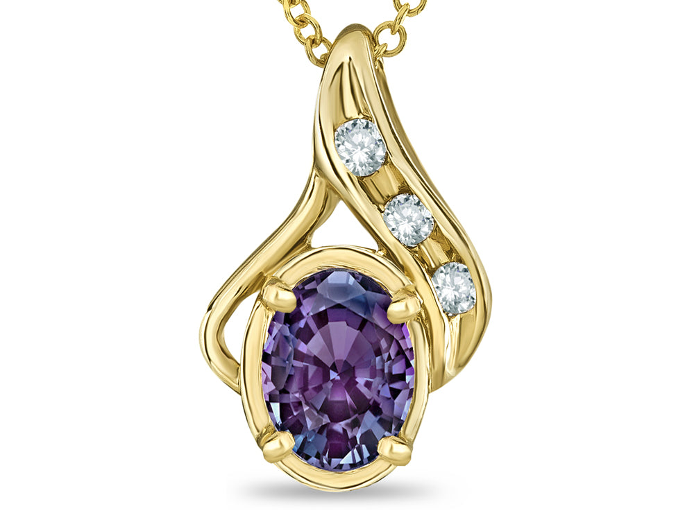 Star K™ Oval 7x5mm Simulated Alexandrite Pendant Necklace
