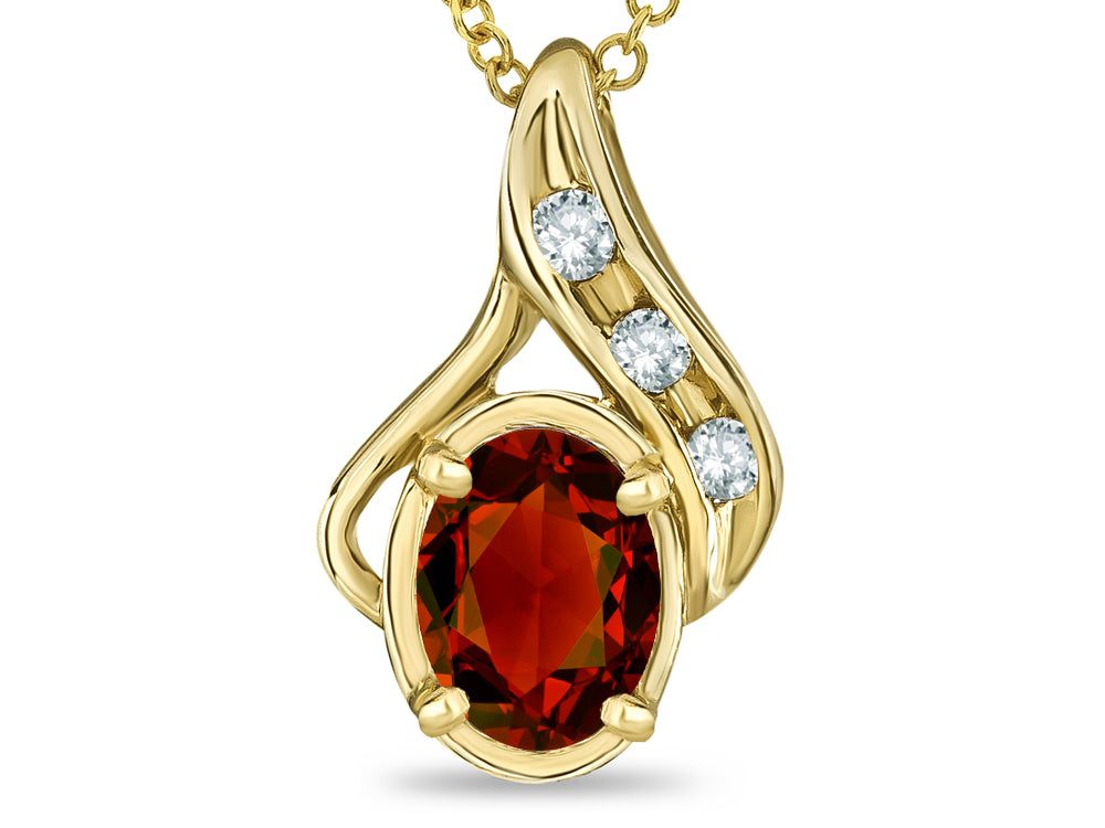Star K™ Oval 7x5mm Genuine Garnet Pendant Necklace