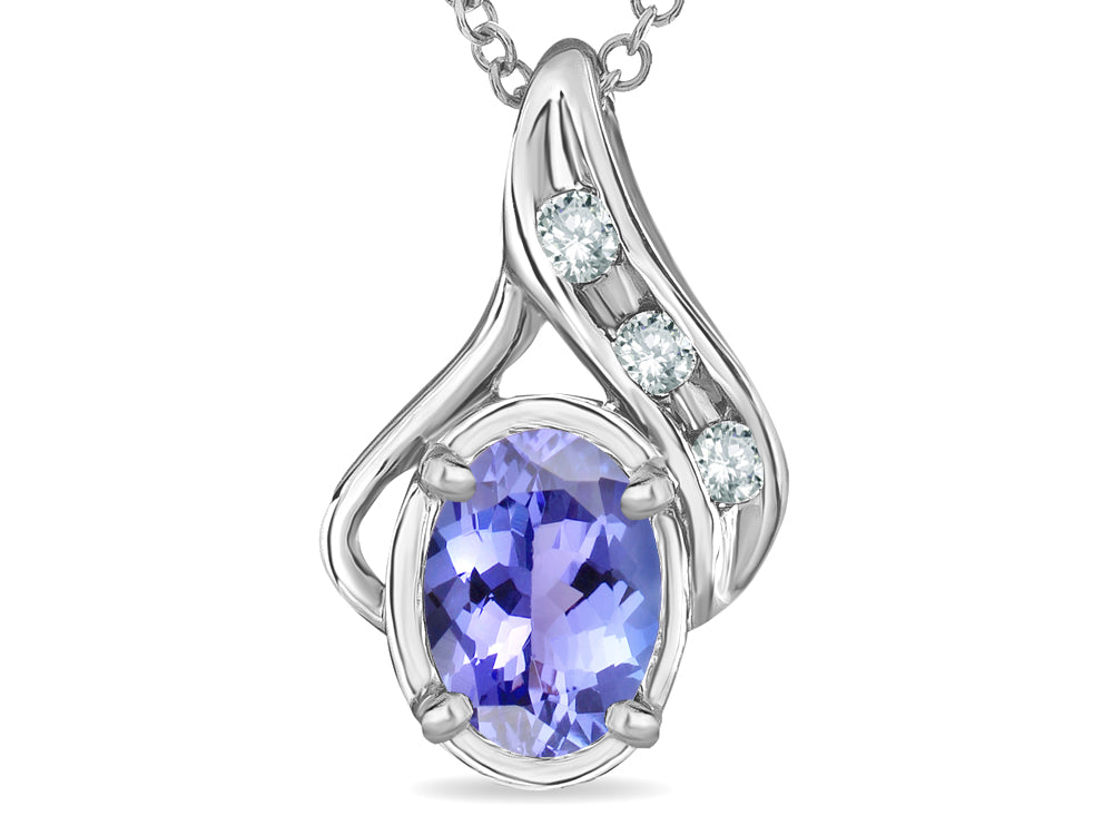 Star K™ Oval 7x5mm Genuine Tanzanite Pendant Necklace