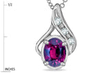 Star K™ Oval 7x5mm Genuine Rhodolite Pendant Necklace