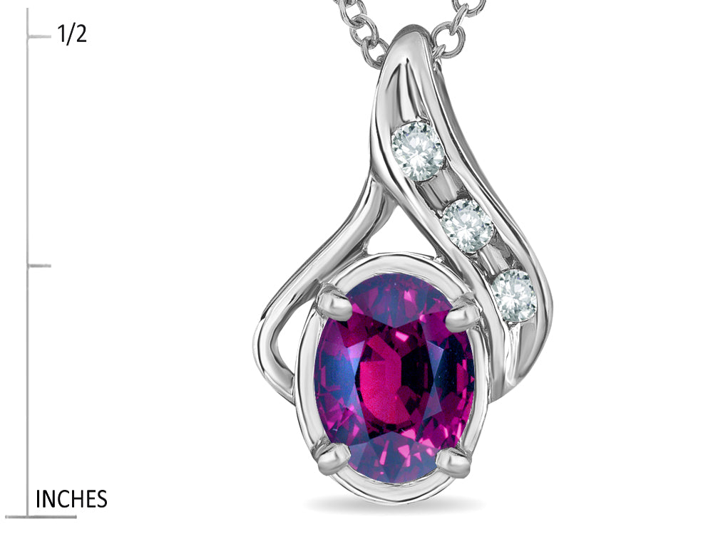 Star K™ Oval 7x5mm Genuine Rhodolite Pendant Necklace