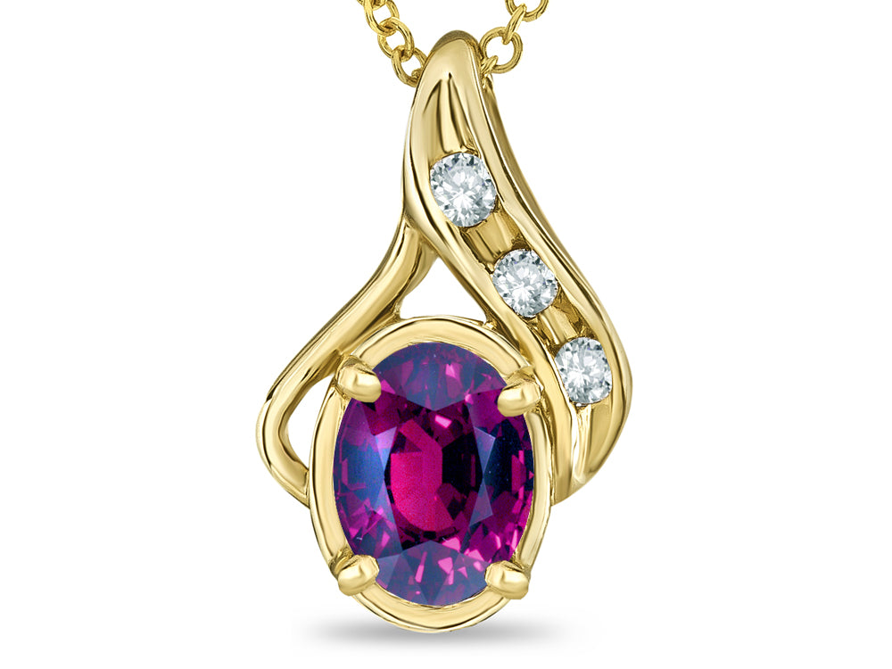 Star K™ Oval 7x5mm Genuine Rhodolite Pendant Necklace