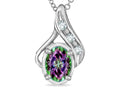 Star K™ Oval 7x5mm Rainbow Mystic Topaz Pendant Necklace