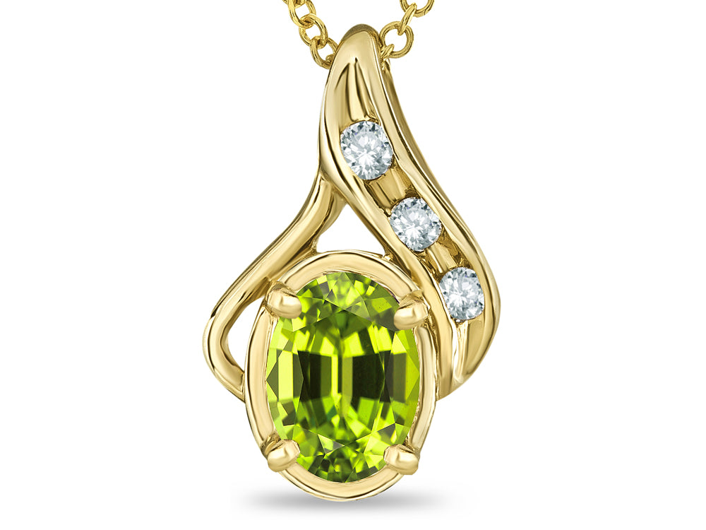 Star K™ Oval 7x5mm Genuine Peridot Pendant Necklace