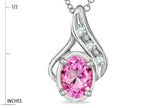 Star K™ Oval 7x5mm Simulated Pink Tourmaline Pendant Necklace