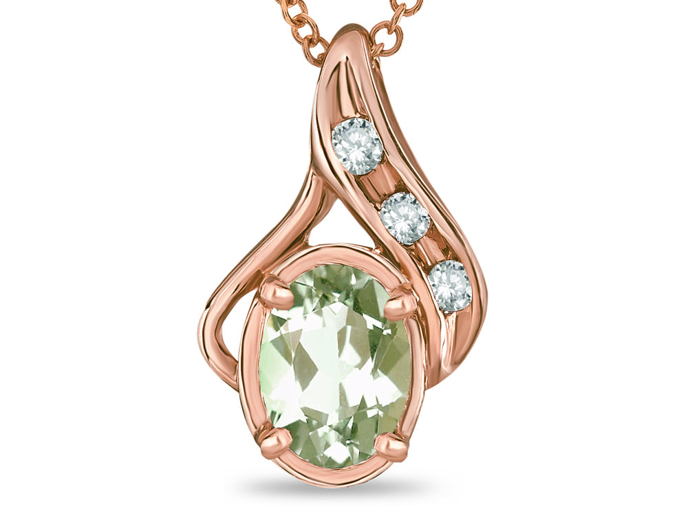 Star K™ Oval 7x5mm Genuine Green Amethyst Pendant Necklace