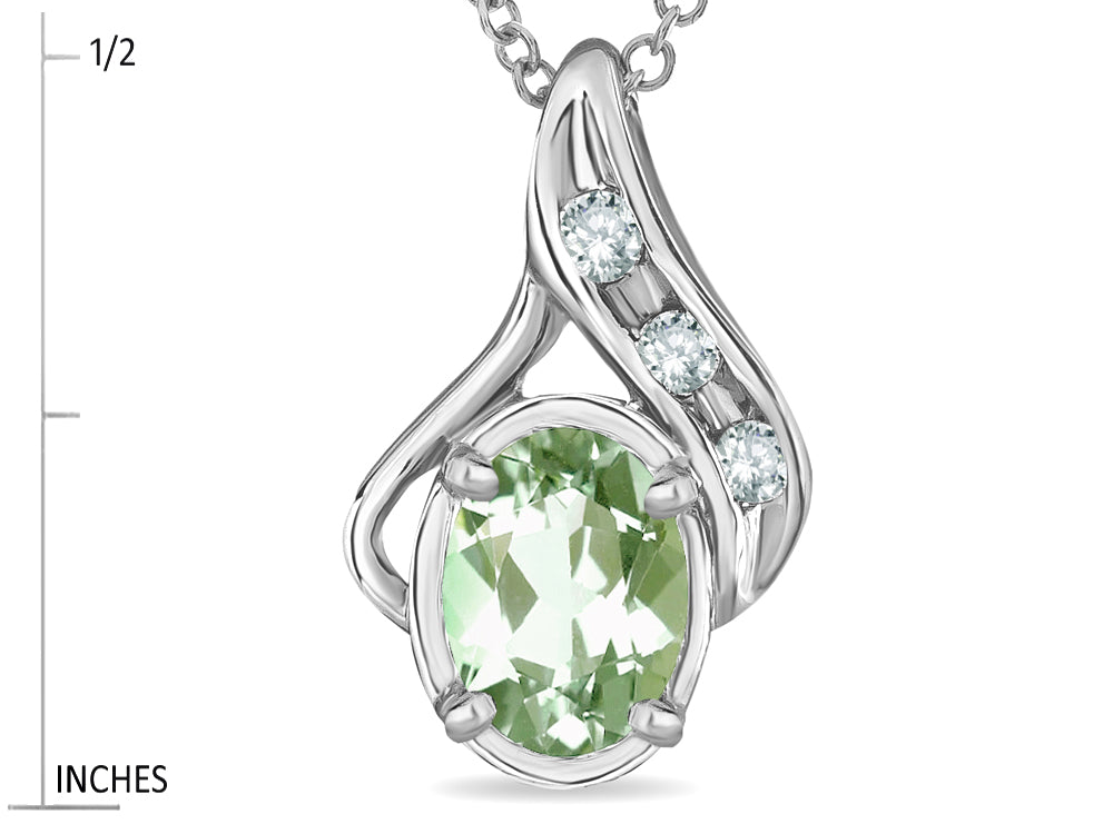 Star K™ Oval 7x5mm Genuine Green Amethyst Pendant Necklace