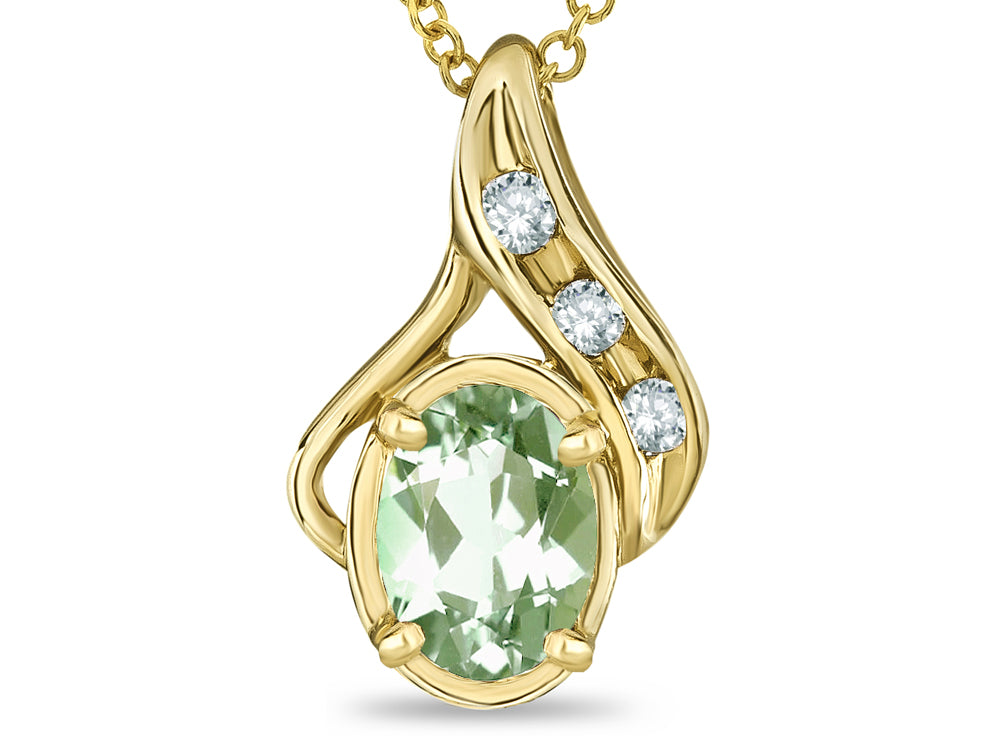 Star K™ Oval 7x5mm Genuine Green Amethyst Pendant Necklace