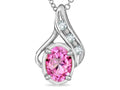 Star K™ Oval 7x5mm Created Pink Sapphire Pendant Necklace