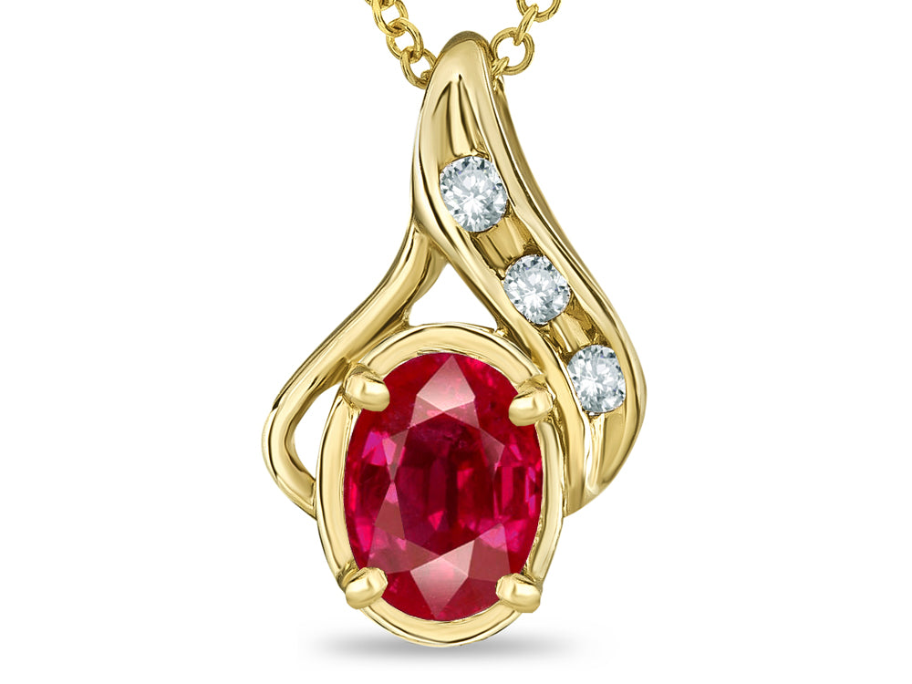 Star K™ Oval 7x5mm Created Ruby Pendant Necklace