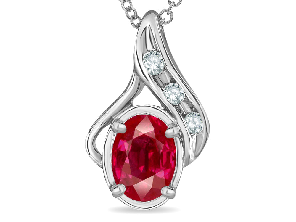 Star K™ Oval 7x5mm Created Ruby Pendant Necklace
