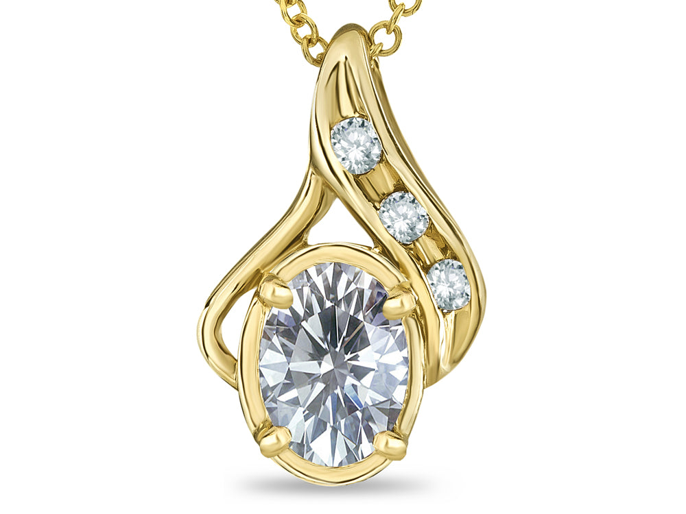 Star K™ Oval 7x5mm Genuine White Topaz Pendant Necklace