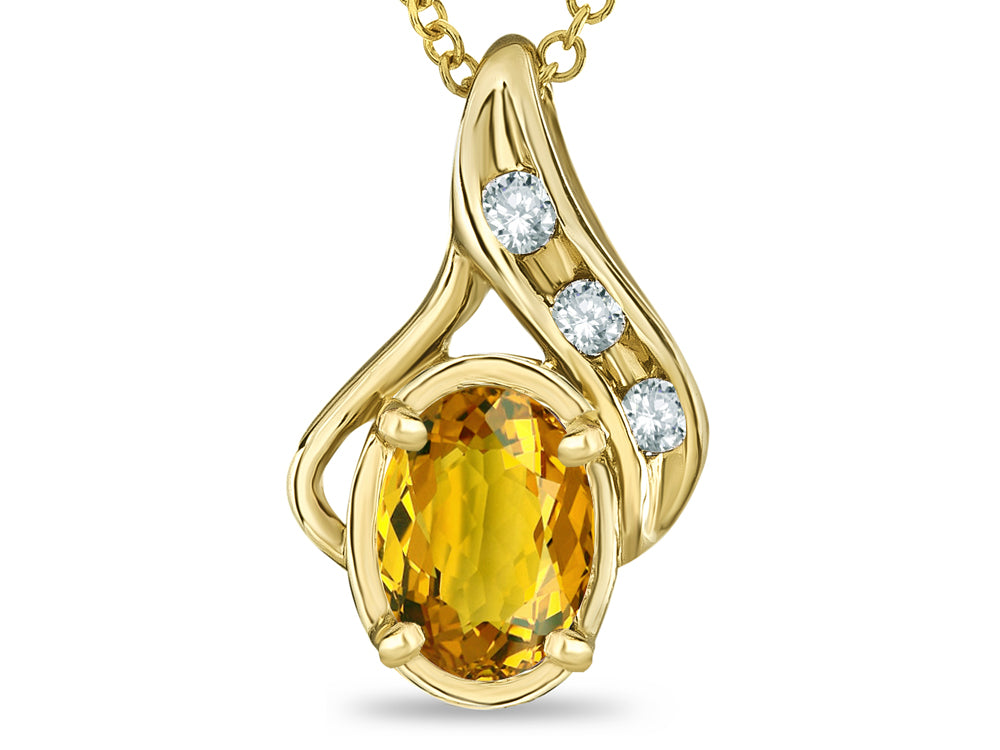 Star K™ Oval 7x5mm Genuine Citrine Pendant Necklace