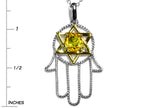 Star K™ Large Hamsa Hand Jewish Star of David Pendant Necklace with Genuine Citrine