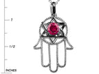 Star K™ Large Hamsa Hand Jewish Star of David Pendant Necklace with Created Ruby