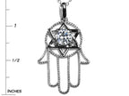 Star K™ Large Hamsa Hand Jewish Star of David Pendant Necklace with Genuine White Topaz