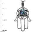 Star K™ Large Hamsa Hand Jewish Star of David Pendant Necklace with Rainbow Mystic Topaz