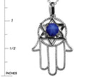 Star K™ Large Hamsa Hand Jewish Star of David Pendant Necklace with Simulated Star Sapphire